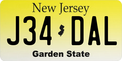 NJ license plate J34DAL