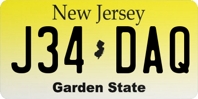NJ license plate J34DAQ