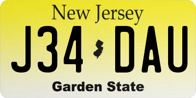 NJ license plate J34DAU