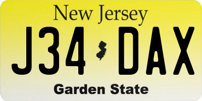 NJ license plate J34DAX
