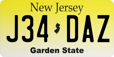 NJ license plate J34DAZ