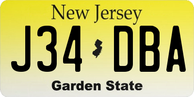 NJ license plate J34DBA