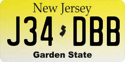 NJ license plate J34DBB