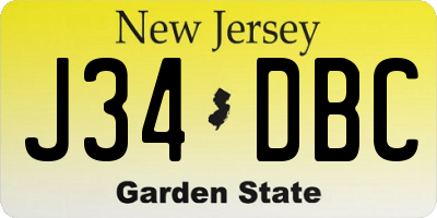 NJ license plate J34DBC