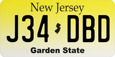 NJ license plate J34DBD