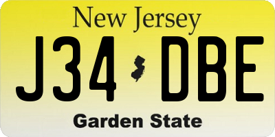 NJ license plate J34DBE