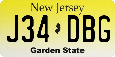 NJ license plate J34DBG