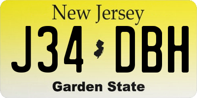 NJ license plate J34DBH
