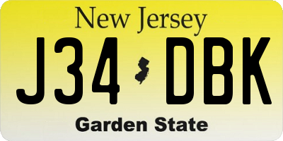 NJ license plate J34DBK