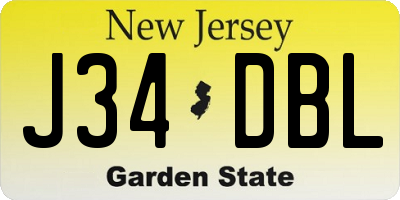 NJ license plate J34DBL