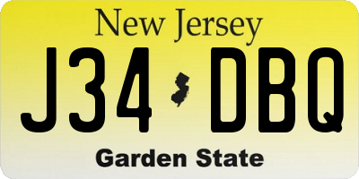 NJ license plate J34DBQ