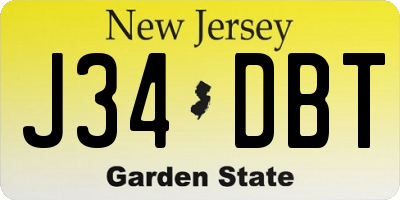 NJ license plate J34DBT