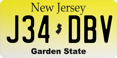 NJ license plate J34DBV