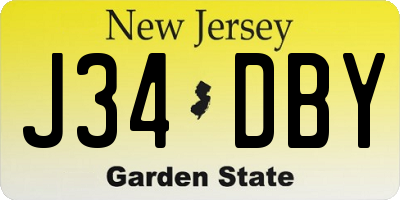 NJ license plate J34DBY
