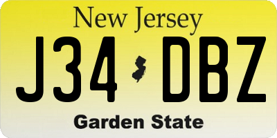 NJ license plate J34DBZ
