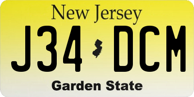 NJ license plate J34DCM