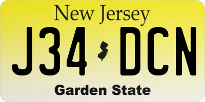 NJ license plate J34DCN