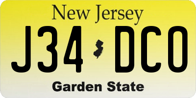 NJ license plate J34DCO