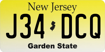 NJ license plate J34DCQ