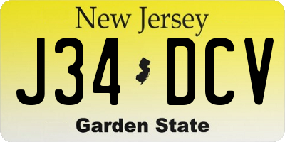 NJ license plate J34DCV