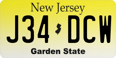 NJ license plate J34DCW