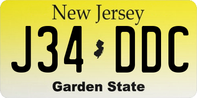 NJ license plate J34DDC
