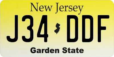 NJ license plate J34DDF