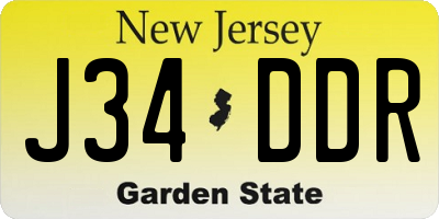 NJ license plate J34DDR