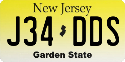 NJ license plate J34DDS