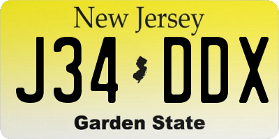 NJ license plate J34DDX
