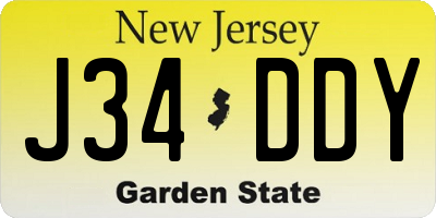 NJ license plate J34DDY