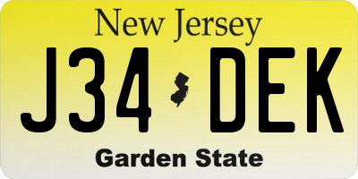 NJ license plate J34DEK