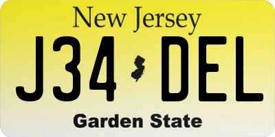 NJ license plate J34DEL