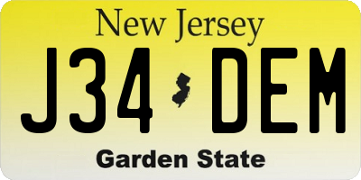 NJ license plate J34DEM