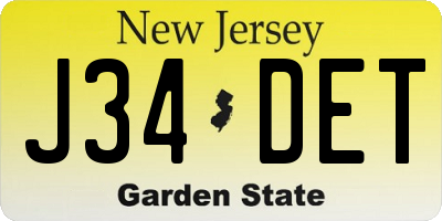 NJ license plate J34DET