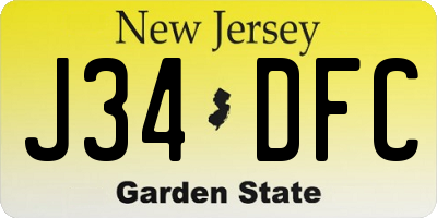 NJ license plate J34DFC