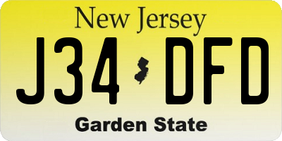 NJ license plate J34DFD