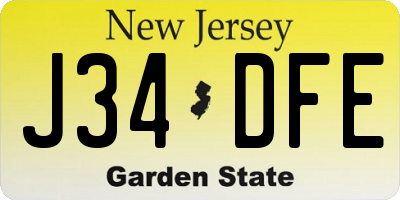 NJ license plate J34DFE
