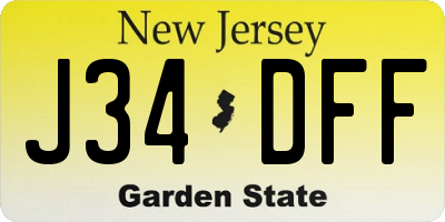 NJ license plate J34DFF
