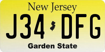 NJ license plate J34DFG