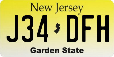NJ license plate J34DFH