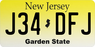 NJ license plate J34DFJ