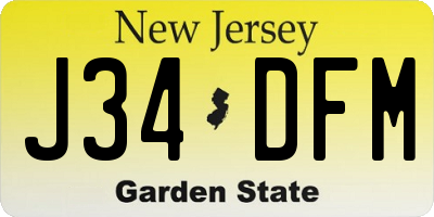 NJ license plate J34DFM