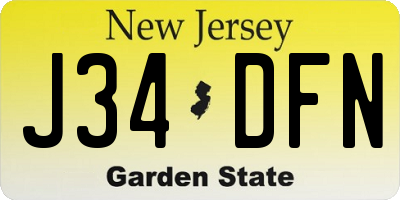 NJ license plate J34DFN
