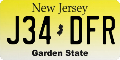 NJ license plate J34DFR