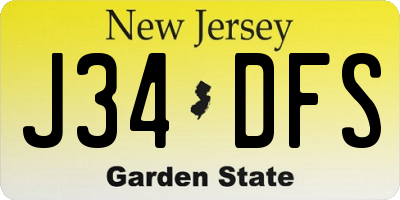 NJ license plate J34DFS