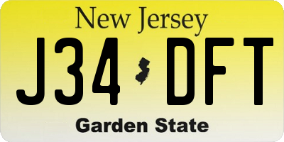 NJ license plate J34DFT