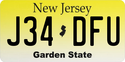 NJ license plate J34DFU