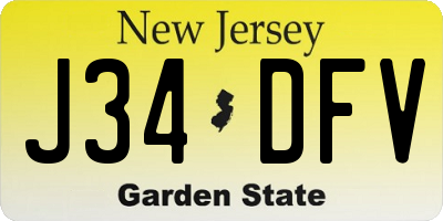 NJ license plate J34DFV