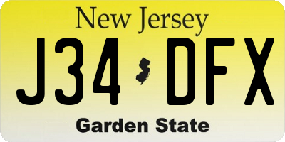 NJ license plate J34DFX